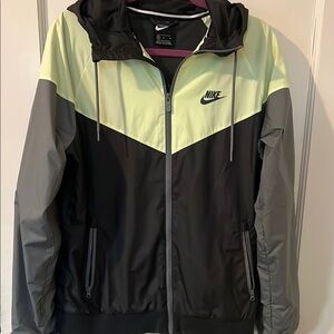 Nike Women's Colorblock Windbreaker Jacket - Black, Grey, and Yellow